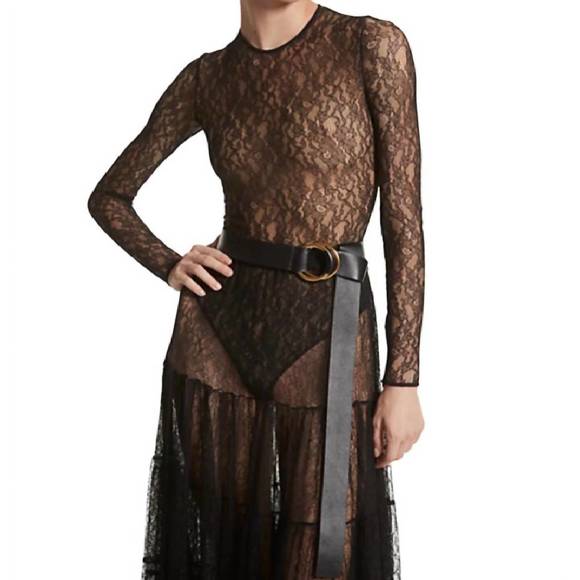 NEW MICHAEL KORS stretch chantilly lace bodysuit in black - Picture 1 of 3